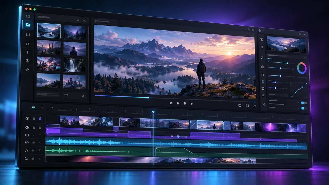 AI video and 3D scene studio — concept visual
