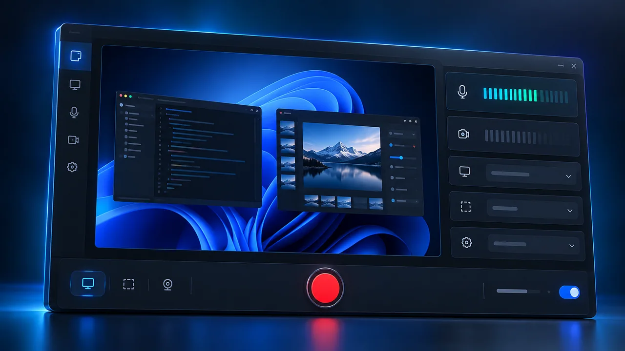 Screen and audio recording studio — concept visual