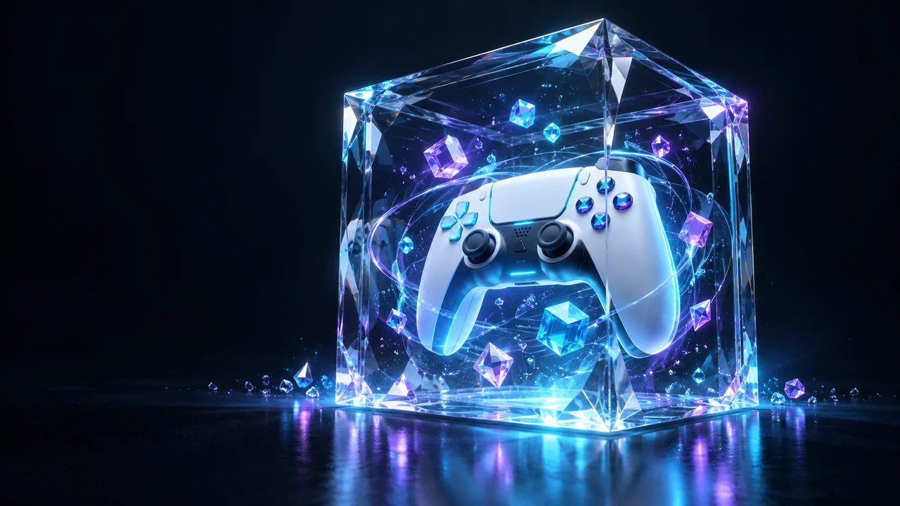 A controller inside a crystal portal; BozkurtGames games and technology