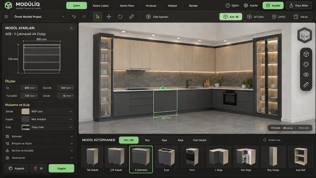 Modular kitchen and furniture design — concept visual