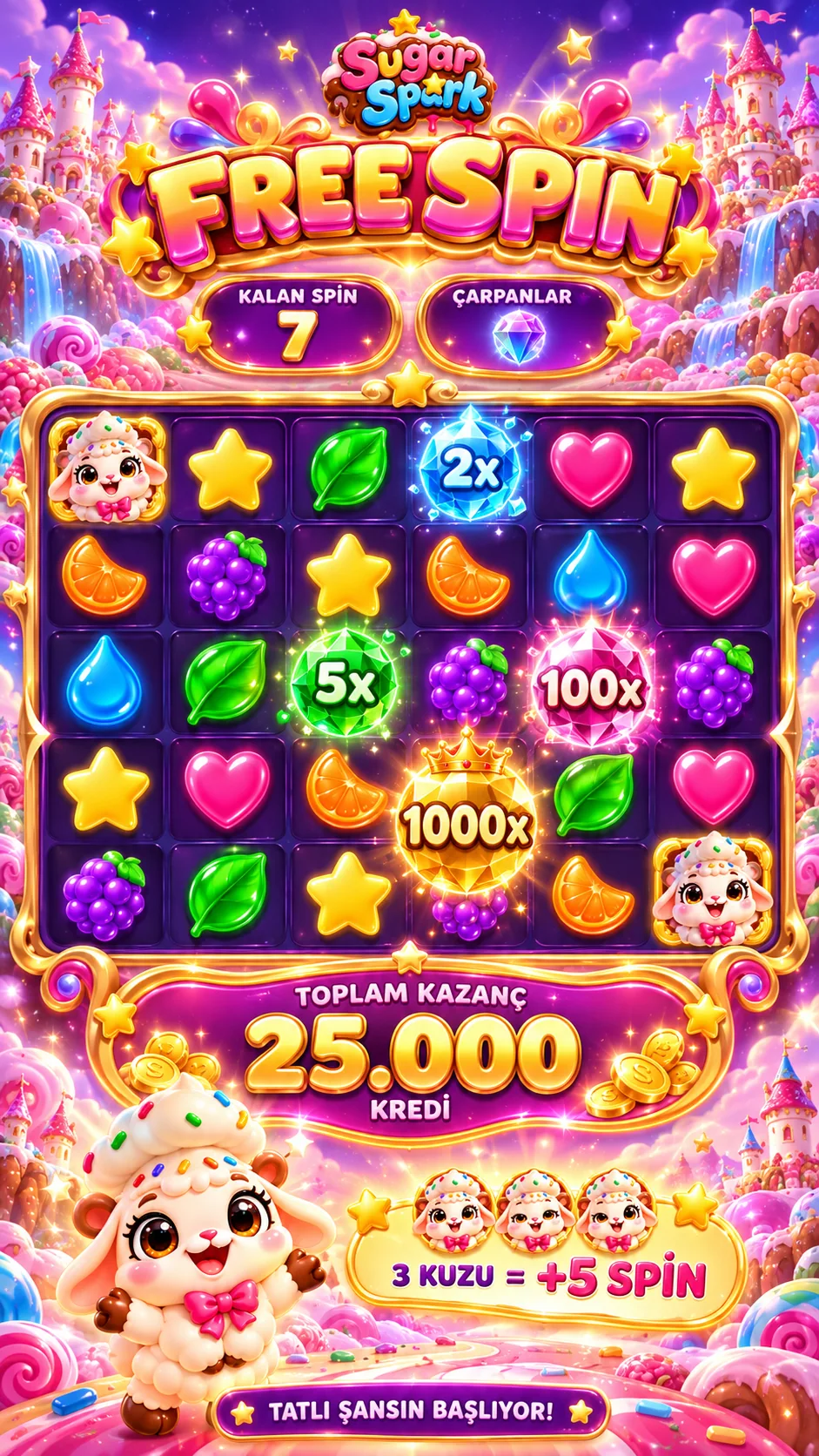 Sugar Spark candy world and Free Spin multiplier concept